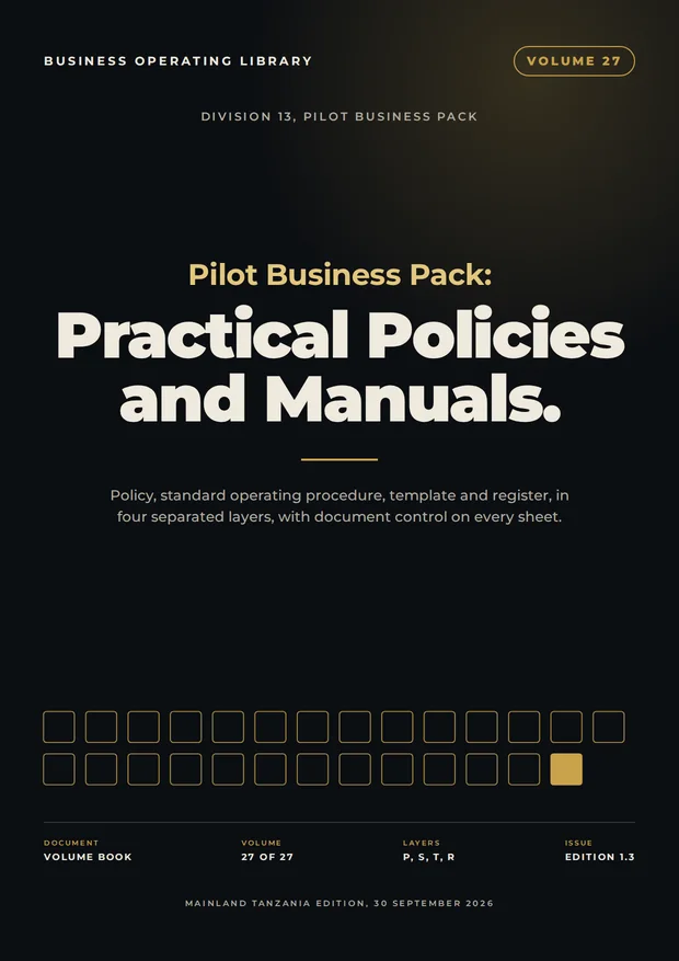 Volume 27 cover: Pilot Business Pack: Practical Policies and Manuals