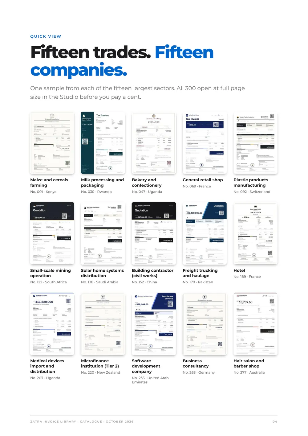 Invoice catalogue, page 4