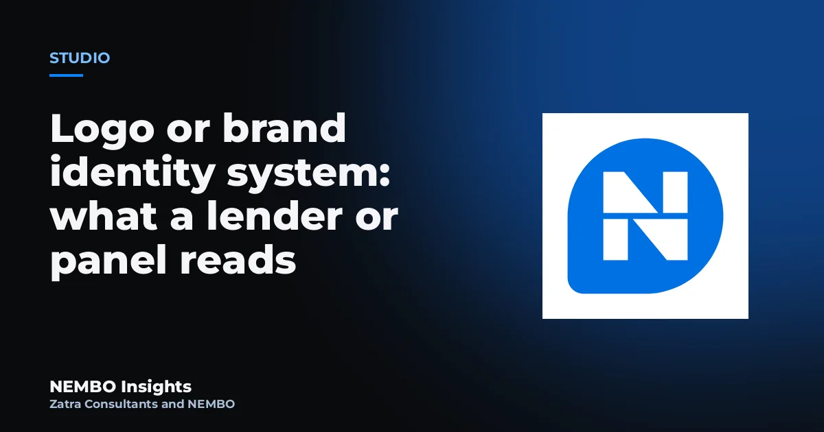 Logo or brand identity system: what a lender or panel reads: cover