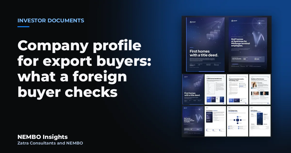 Company profile for export buyers: what a foreign buyer checks: cover