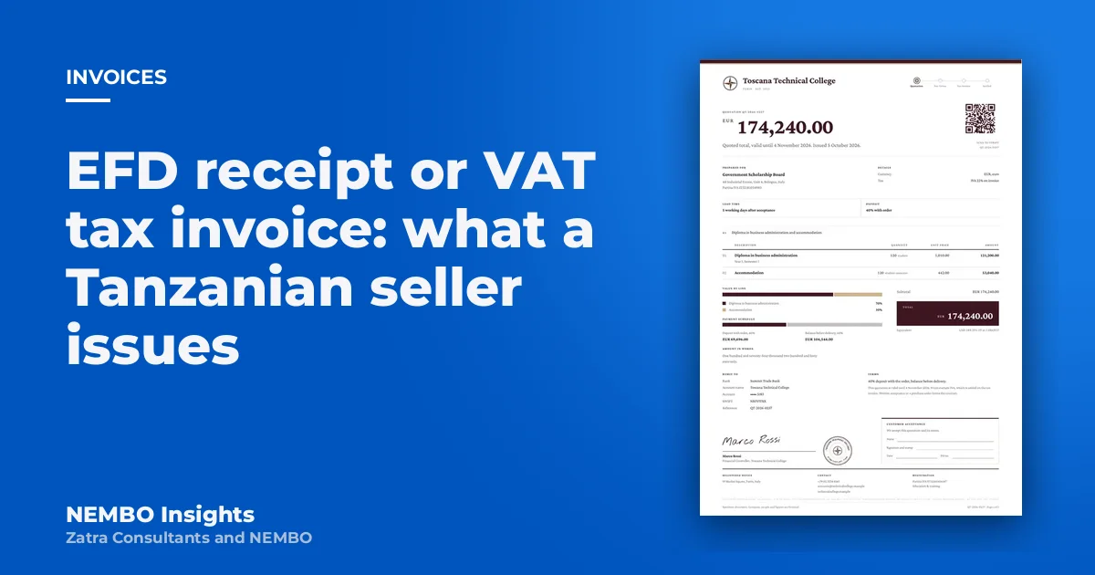 EFD receipt or VAT tax invoice: what a Tanzanian seller issues: cover