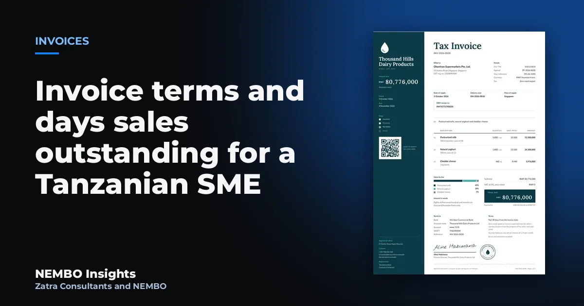 Invoice terms and days sales outstanding for a Tanzanian SME: cover