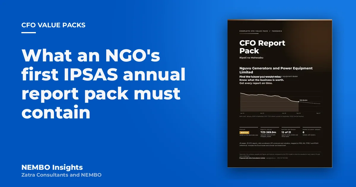 What an NGO's first IPSAS annual report pack must contain: cover