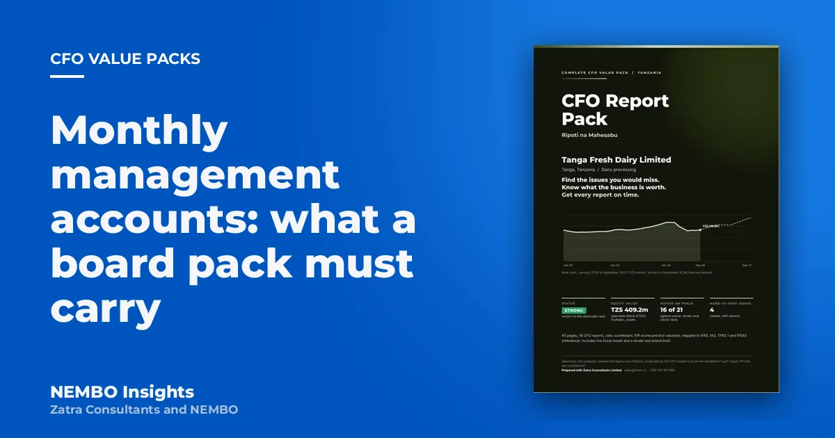 Monthly management accounts: what a board pack must carry: cover