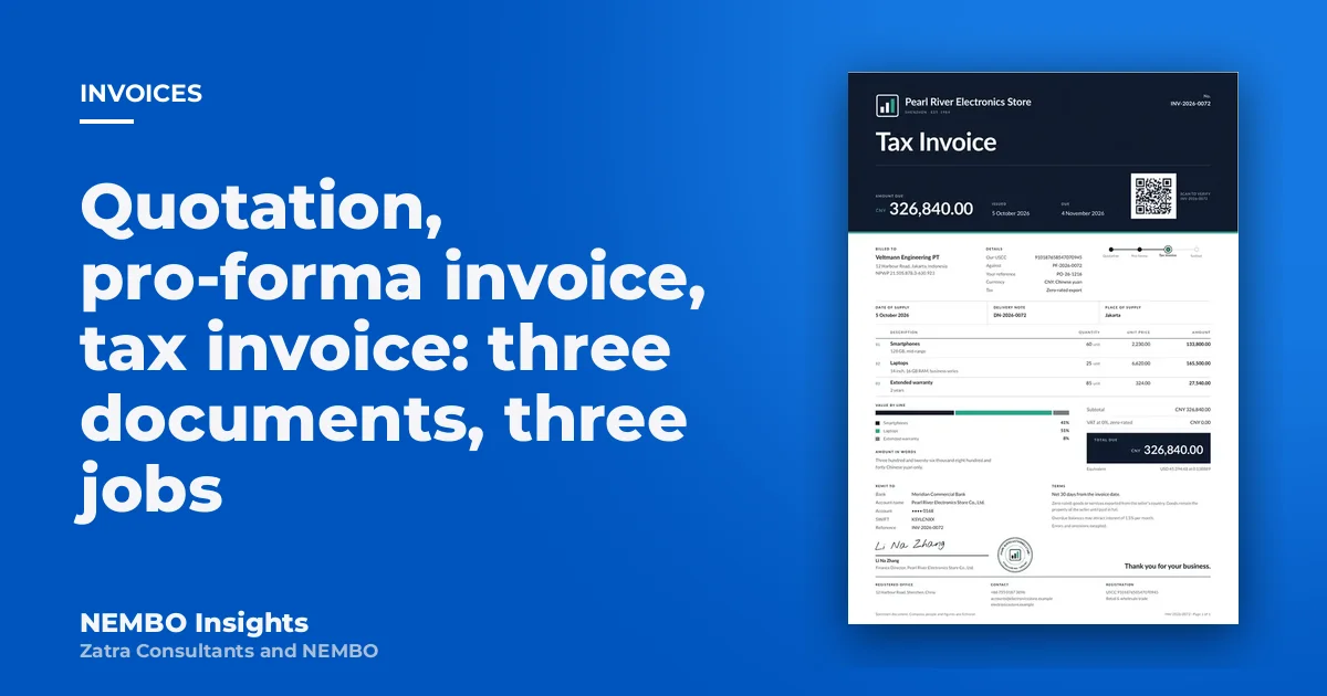 Quotation, pro-forma invoice, tax invoice: three documents, three jobs: cover
