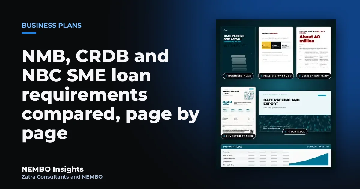 NMB, CRDB and NBC SME loan requirements compared, page by page: cover