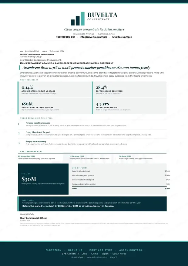 Ruvelta Concentrates, Letter and letterhead
