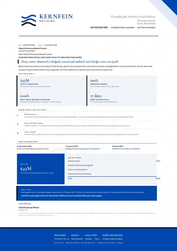 Kernfein Refining, Letter and letterhead