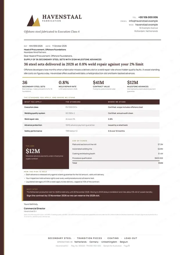 Havenstaal Fabrication, Letter and letterhead