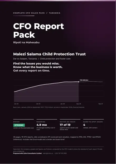 Financial reports, Child protection and foster care: finished specimen shown whole