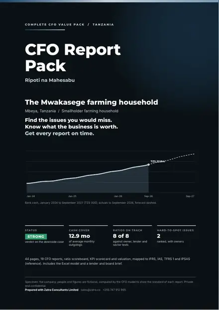Financial reports, Smallholder farming household: finished specimen shown whole