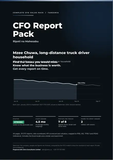 Financial reports, Long-distance truck-driver household: finished specimen shown whole