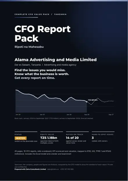 Financial reports, Advertising and media agency: finished specimen shown whole