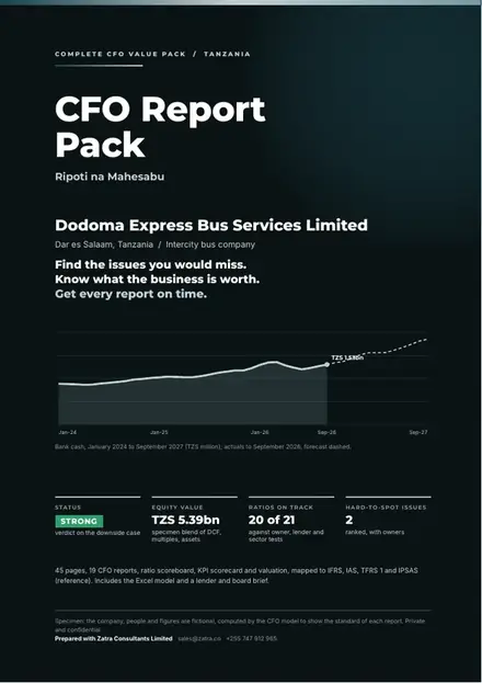 Financial reports, Intercity bus company: finished specimen shown whole