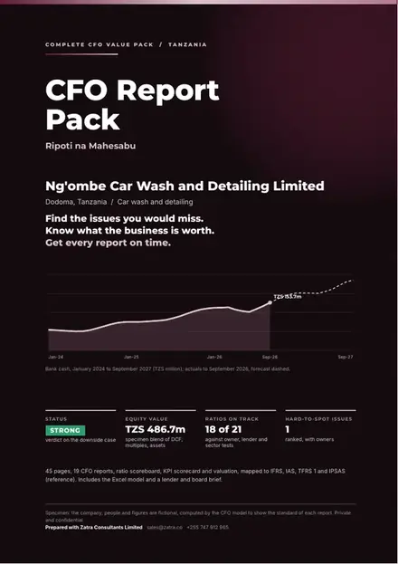 Financial reports, Car wash and detailing: finished specimen shown whole