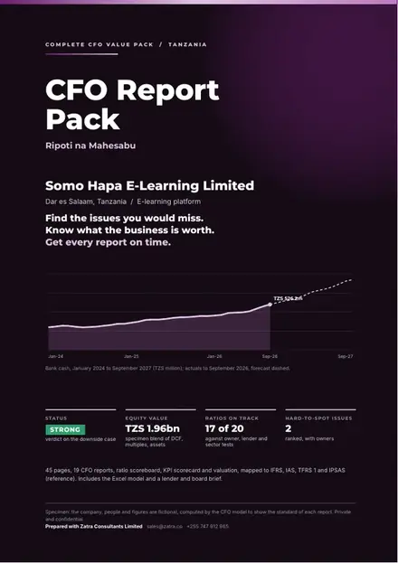 Financial reports, E-learning platform: finished specimen shown whole