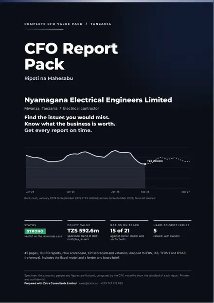 Financial reports, Electrical contractor: finished specimen shown whole