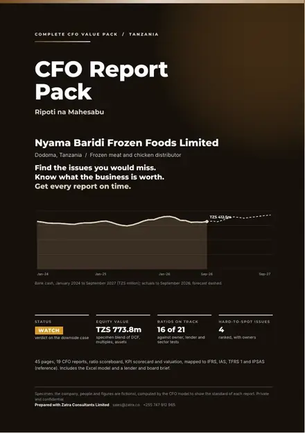 Financial reports, Frozen meat and chicken distributor: finished specimen shown whole