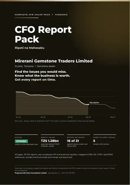 Financial reports, Gemstone dealer: finished specimen shown whole