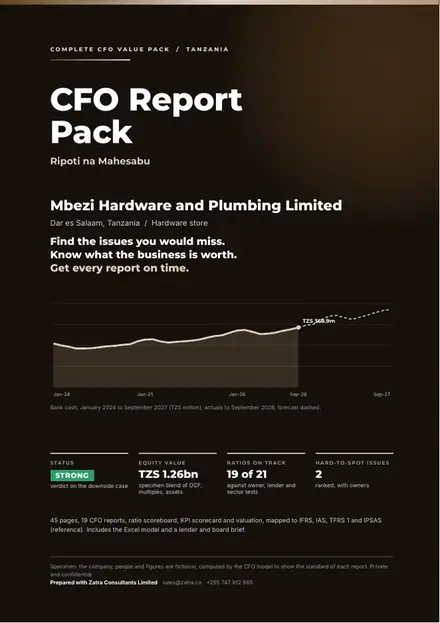 Financial reports, Hardware store: finished specimen shown whole