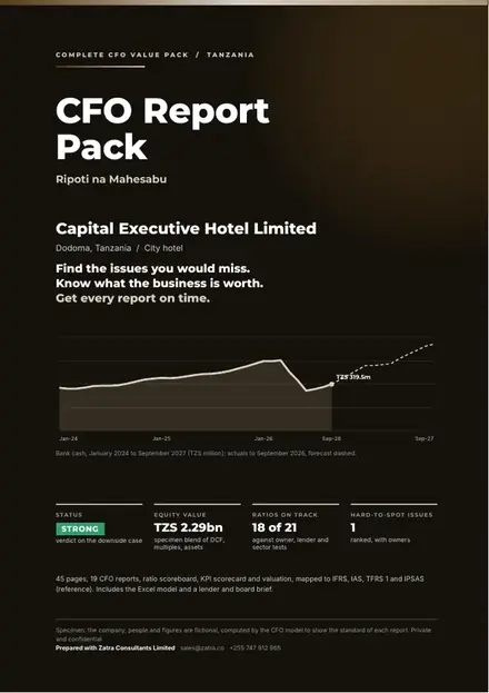 Financial reports, City hotel: finished specimen shown whole