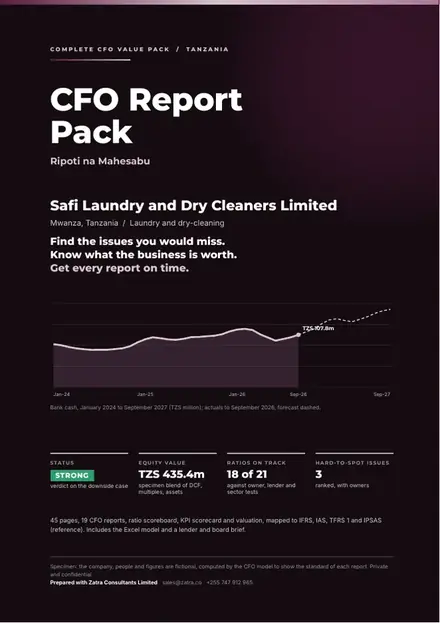 Financial reports, Laundry and dry-cleaning: finished specimen shown whole