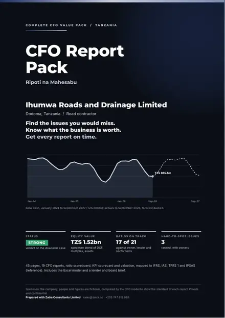 Financial reports, Road contractor: finished specimen shown whole