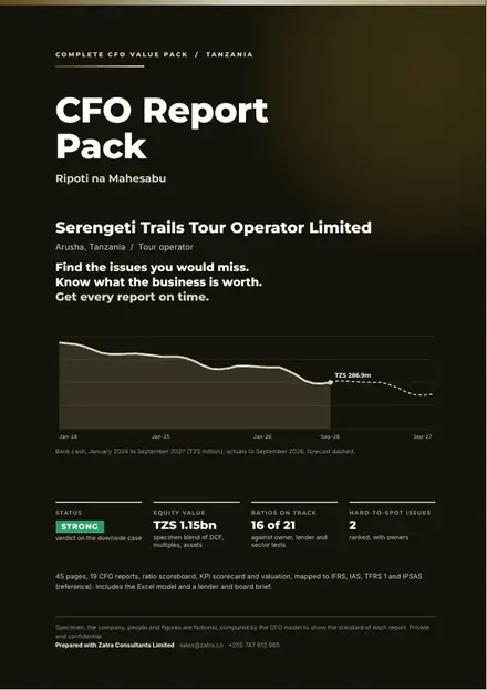 Financial reports, Tour operator: finished specimen shown whole