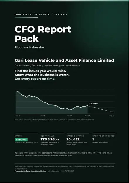 Financial reports, Vehicle leasing and asset finance: finished specimen shown whole