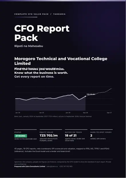 Financial reports, Vocational college: finished specimen shown whole