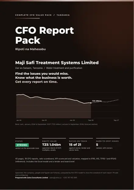 Financial reports, Water treatment and purification: finished specimen shown whole