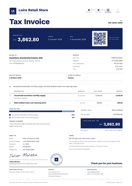 Invoices: General retail shop