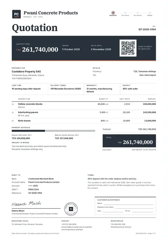 Invoices: Concrete blocks and pavers