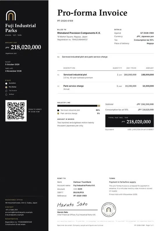 Invoices: Industrial park development