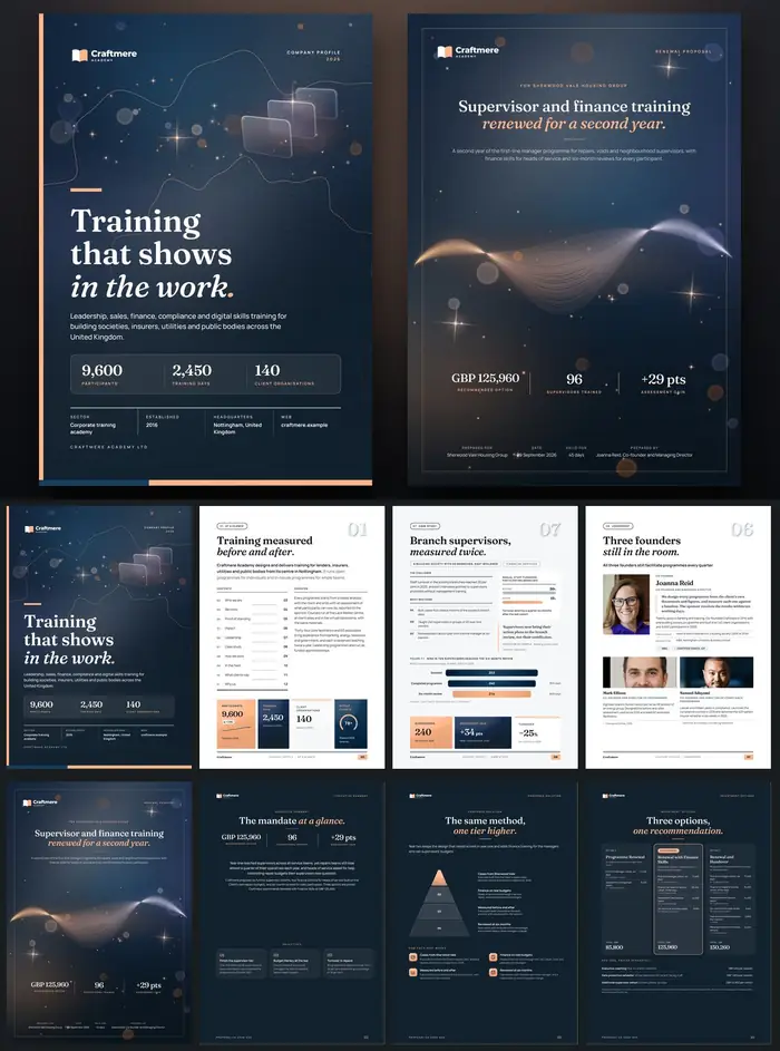 Investor documents, Craftmere Academy: finished specimen shown whole