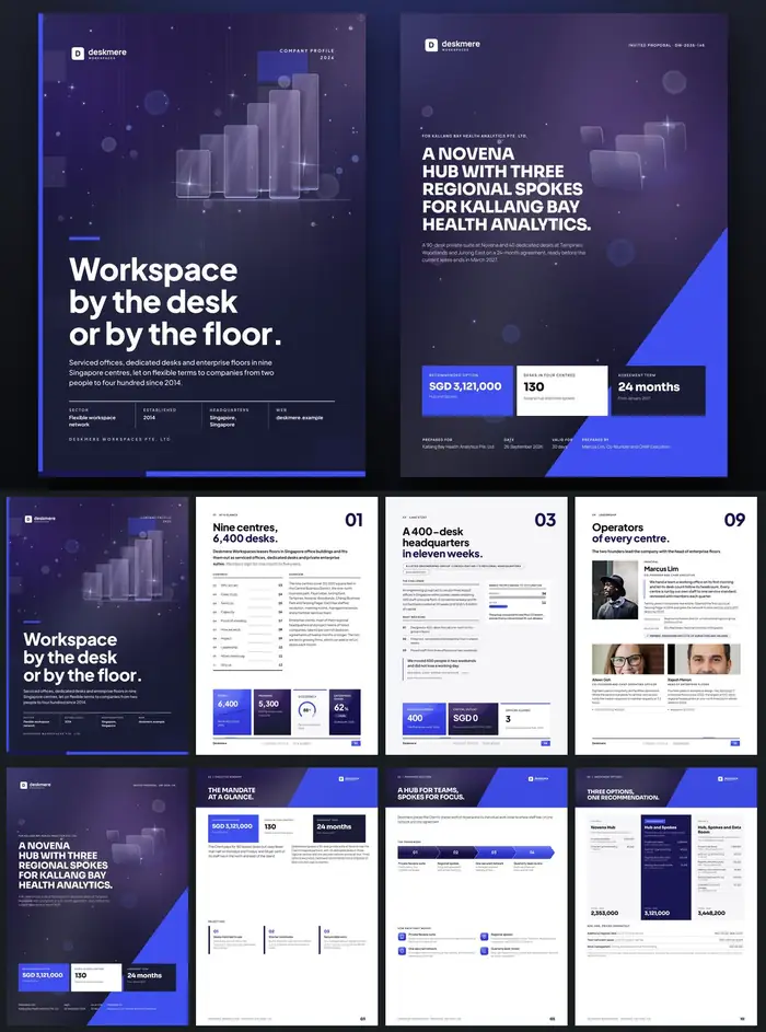Investor documents, Deskmere Workspaces: finished specimen shown whole