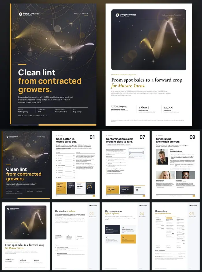 Investor documents, Donje Ginneries: finished specimen shown whole