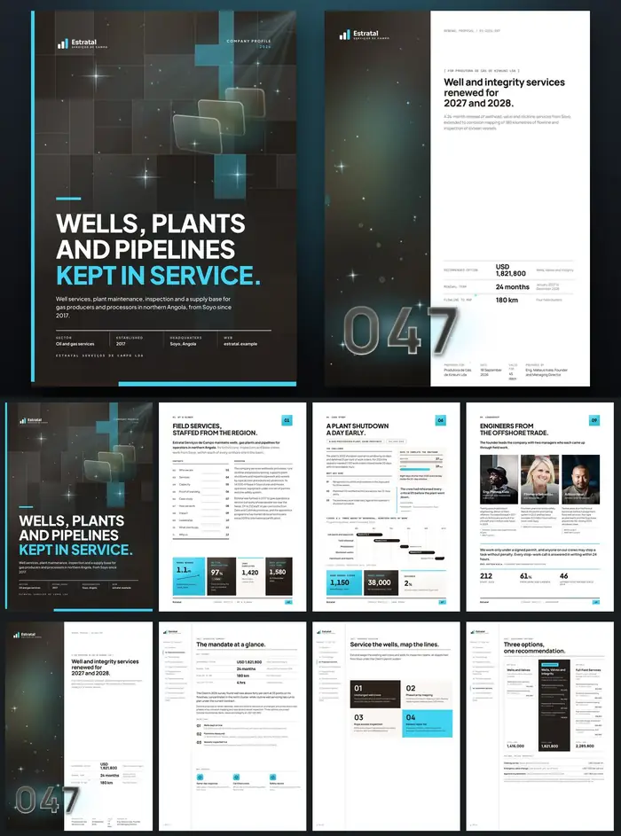 Investor documents, Estratal Serviços de Campo: finished specimen shown whole