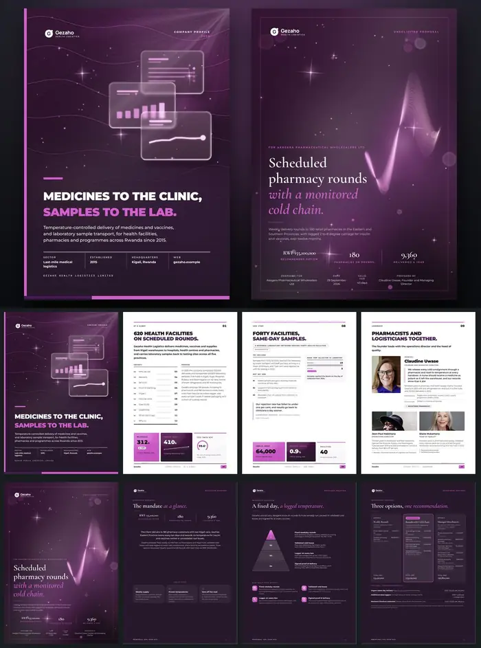 Investor documents, Gezaho Health Logistics: finished specimen shown whole