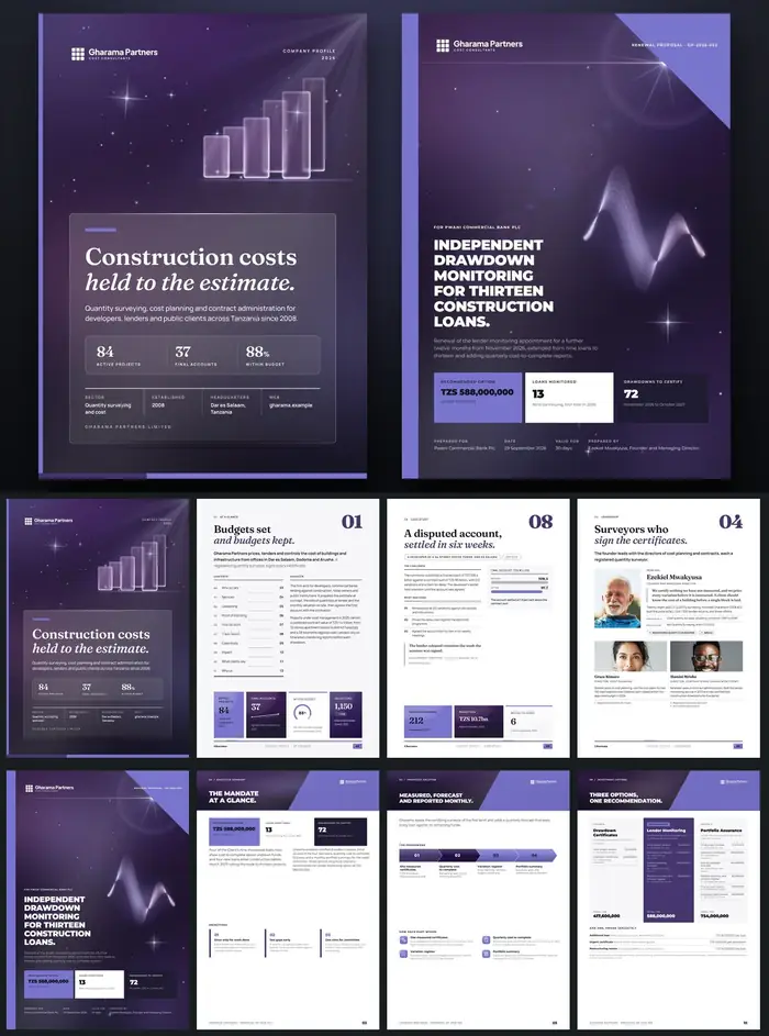 Investor documents, Gharama Partners: finished specimen shown whole