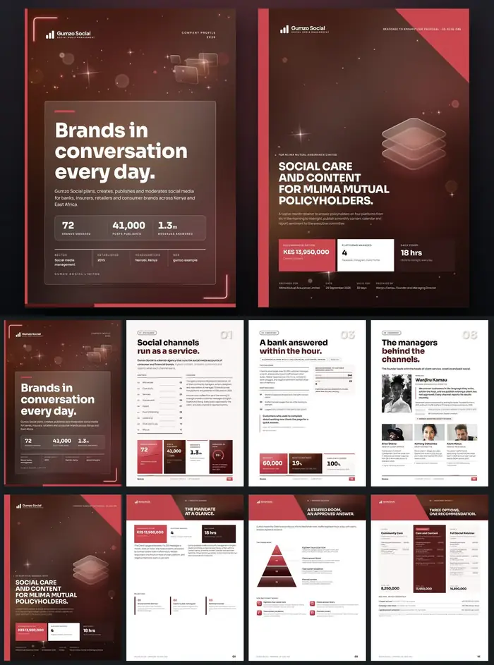 Investor documents, Gumzo Social: finished specimen shown whole