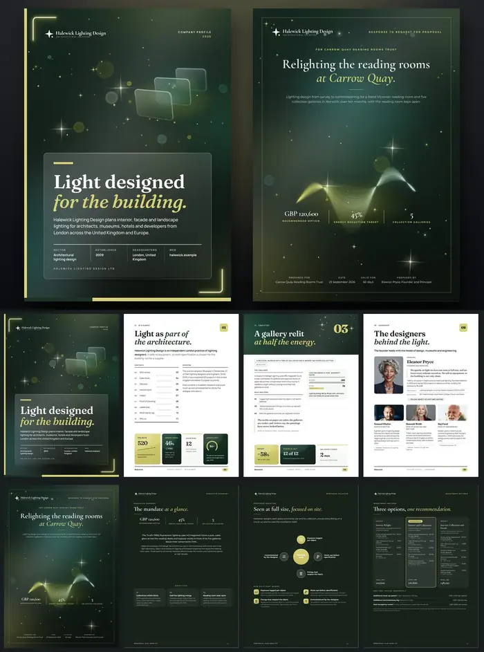Investor documents, Halewick Lighting Design: finished specimen shown whole