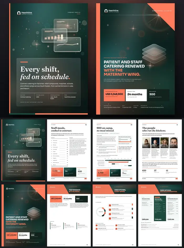 Investor documents, Hearthline Catering: finished specimen shown whole