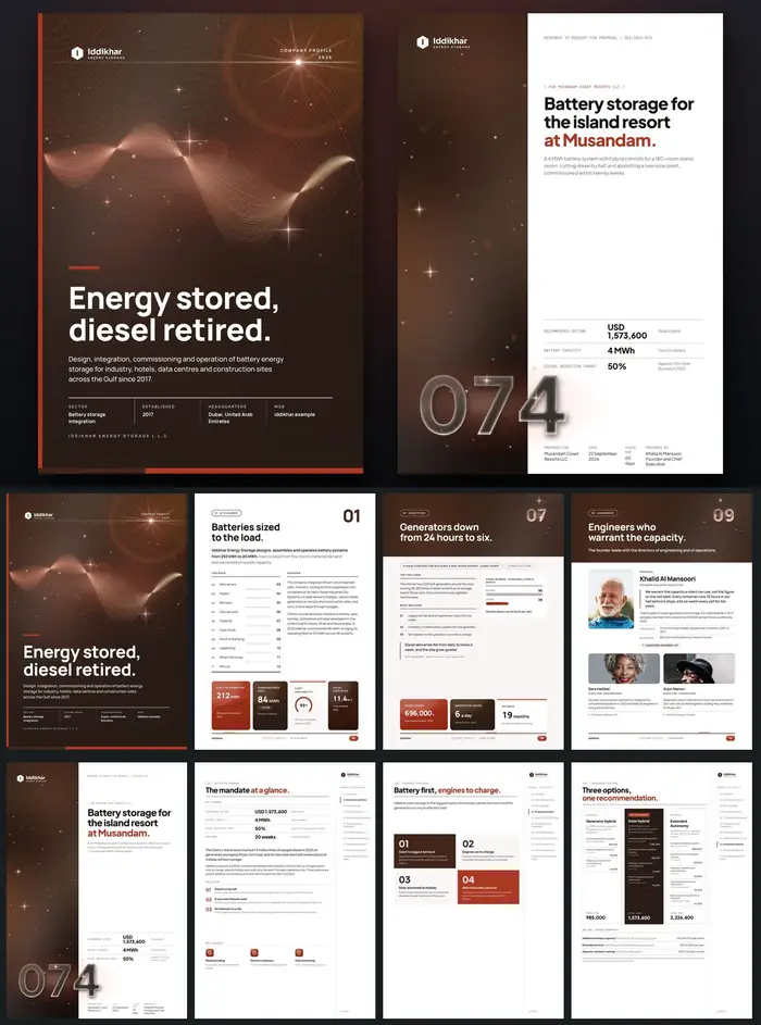 Investor documents, Iddikhar Energy Storage: finished specimen shown whole
