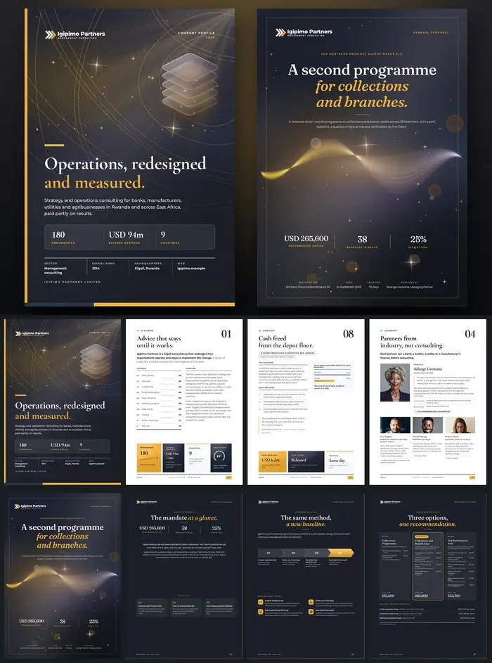 Investor documents, Igipimo Partners: finished specimen shown whole