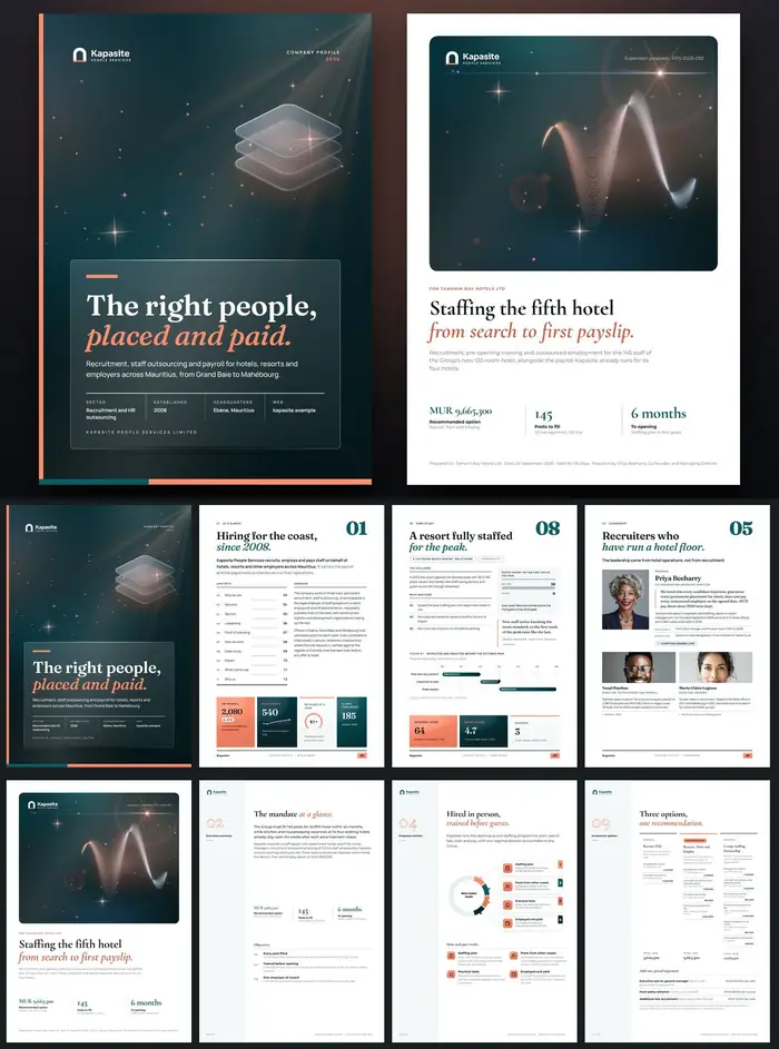 Investor documents, Kapasite People Services: finished specimen shown whole