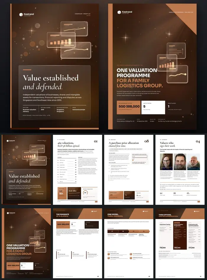 Investor documents, Kestrand Valuation: finished specimen shown whole
