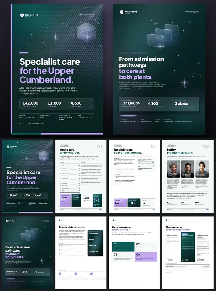 Investor documents, Kestrelford Hospital: finished specimen shown whole