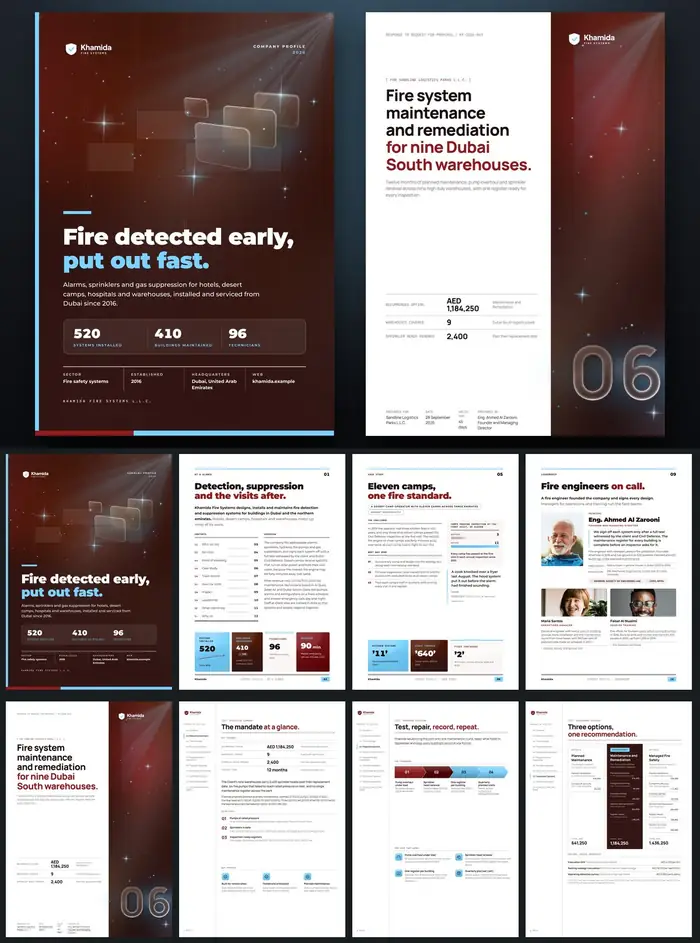 Investor documents, Khamida Fire Systems: finished specimen shown whole