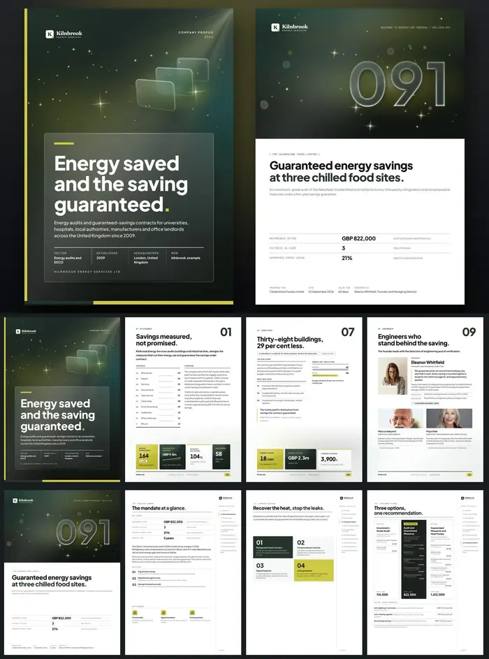 Investor documents, Kilnbrook Energy Services: finished specimen shown whole